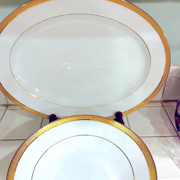 15 PC Noritake Metropolitan GOLD 4337  Set Dinnerware Sirilanka GOLD White - Picture 13 of 15